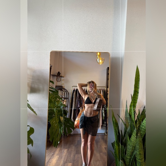 Black Knit Ribbed String Triangle Bikini - Picture 6 of 7